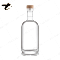 Bouteilles en verre rondes de luxe de haute qualité pour spiritueux 750 ml pour brandy, whisky, tequila, alcool et liqueurs