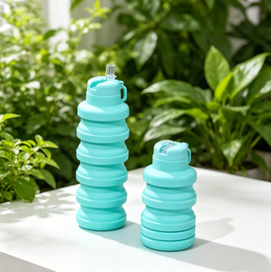 Gobelet à paille en silicone 500 ml, léger, anti-fuite, bouteille d'eau pliable en silicone pour les voyages, la randonnée, le camping - Product Image 5