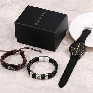 2023 Fashion Sport <strong>GENEVA</strong> Leather Bracelet <strong>Watch</strong> Men Quartz Business Wristwatch Calendar Clock Gift <strong>Watches</strong> and Bracelets <strong>Set</strong> - Product Image 3
