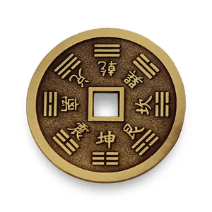 Monedas Feng Shui chinas, Logo personalizado en relieve, recuerdo conmemorativo de latón, suerte antigua, buena suerte