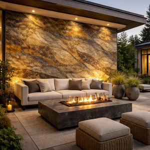 Modern California Gold Translucent Stone Veneer Sheet Natural Wall Panel for Kitchen Bathroom Staircase Living Room - Product Image 1