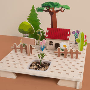 Fatto a mano bambini educativi fai da te giardino 3D <span class=keywords><strong>Puzzle</strong></span> giocattoli creativi in legno blocchi da costruzione per giardino Micro paesaggio - Product Image 3