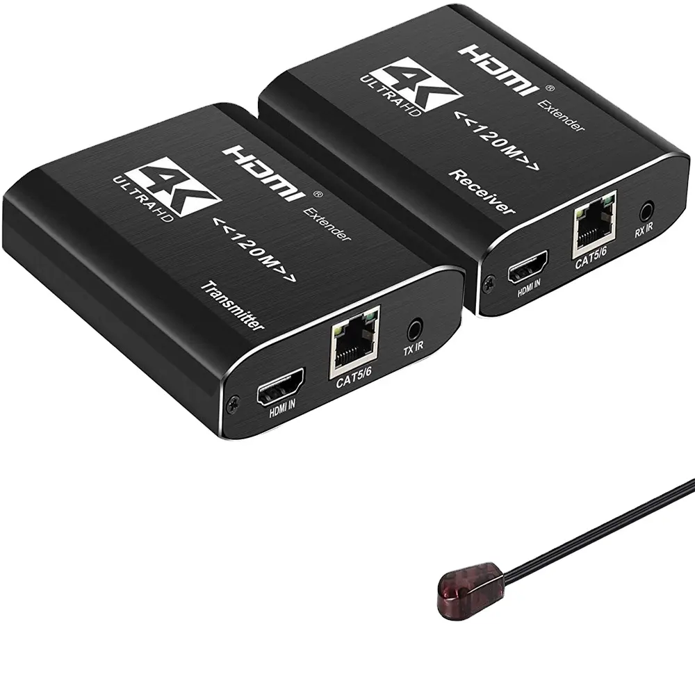 Extensor HDMI 4K vía Ethernet, un solo gato 5e/6 120M, compatible con conexión IR TX RX en cascada