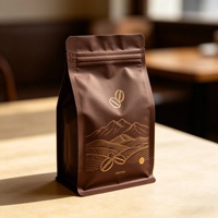 Sachets de café personnalisés en gros à huit soudures, pochettes d'emballage de café hermétiques à fermeture éclair pour grains et poudre de café