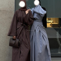 Ensemble Décontracté Femme Musulmane Willson Dubai, Abaya Kimono Ouvert Devant, Robe Élégante et Modeste pour Femmes Musulmanes