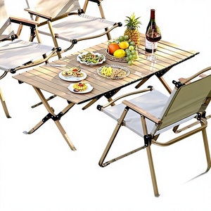 Rectangular Folding <b>Outdoor</b> <b>Table</b> Engineered Wood Minimalist Design 4 Seating Capacity Portable Lightweight Garden Furniture - Product Image 2