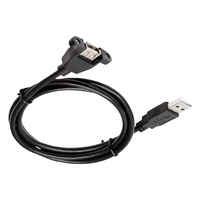 Câble d'extension USB 2.0 de 1 m avec verrouillage par vis, montage sur panneau, type A mâle vers type A femelle