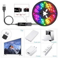Grosir 10M 120LED 5V USB Smart RGB LED Ribbon SMD5050 24 Tombol Remote Bluetooth Kontrol Aplikasi Lotus Lampu Strip Fleksibel untuk Ruangan