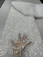NI.AI bleu royal perlé séquence Net dentelle mariée perle maille dentelle tissu africain Tulle Net pour les femmes robes de mariée