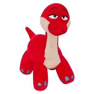 Playtime-dinosaurio rojo de peluche, muñeco de juguete de felpa suave, personaje animado, muñeca de trapo periférico