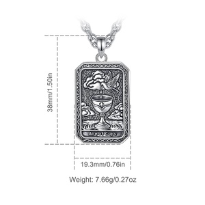 Pendentifs <span class=keywords><strong>de</strong></span> <span class=keywords><strong>Tarot</strong></span> <span class=keywords><strong>As</strong></span> <span class=keywords><strong>de</strong></span> Piques en Cuivre Plaqué Argent Noir, Amulette Spirituelle d'Amour, Bijoux Occultes Sans Nickel, Collier - Product Image 2