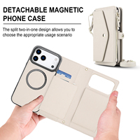Nouvelle coque de téléphone magnétique détachable en PU style streetwear avec portefeuille et fentes pour cartes, compatible iPhone 18/17 Pro Max/Pro/Air/16/15/14, convertible en sac bandoulière