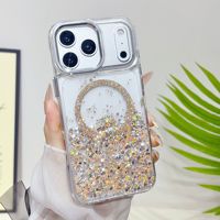 Coque de téléphone transparente à paillettes flottantes et sable mouvant pour iPhone 17 16 15 Pro Max, motif papillon floral, antichoc, stock en gros usine