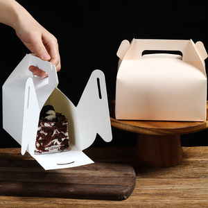 Mini Cake <b>Box</b> Paperboard Rectangle With Handle For Dessert Packaging White Card Color Food Grade Portable Gift <b>Box</b> - Product Image 4