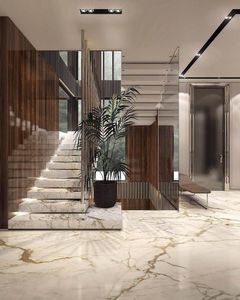 <span class=keywords><strong>Escalier</strong></span> <span class=keywords><strong>droit</strong></span> en marbre <span class=keywords><strong>noir</strong></span>, <span class=keywords><strong>escalier</strong></span> flottant intérieur avec garde-corps en verre fumé - Product Image 2