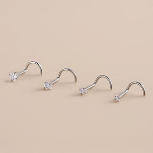 एस्टम f136 हाइपोएलर्जेनिक नाक मोड़ स्टड टाइटेनियम भेदी गहने महिलाओं के लिए हीरे की नाक स्टड गहने - Product Image 4