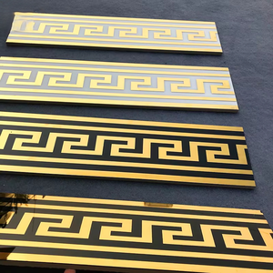 <span class=keywords><strong>Décoration</strong></span> murale et de <span class=keywords><strong>sol</strong></span> de salle de bain personnalisée, carrelage en céramique miroir poli, luxe or, bordure noire - Product Image 6