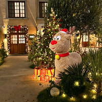 Élan gonflable marron personnalisé en forme de dessin animé avec texture douce et fourrure pour décorations de Noël et d'hiver gonflables