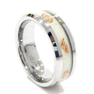 Nouvelle bague en tungstène pour hommes et femmes, incrustée de fil de météorite, feuille d'or auburn, fil d'acier inoxydable, et minerai de fer, cadeau de fête - Product Image 3