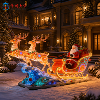 Weihnachts-Rentier-Schlitten Seiden-Laterne für Außenbereich Handgefertigte IP65 Wasserdichte LED-Feiertagsdekoration Große Festlaterne