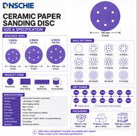 Papier abrasif céramique violet 6 pouces (150 mm) à fixation auto-agrippante pour usine OEM/ODM, idéal pour le ponçage automatique, le remplissage de carrosserie et le ponçage de métaux durs