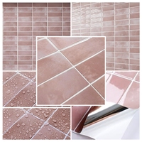 Carreaux muraux 3D autocollants effet métro, en PU, avec revêtement goutte à goutte, rose poudré, style vintage vieilli, pour crédence de cuisine, personnalisables en gros, OEM/ODM, faible MOQ