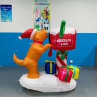 Décoration de Noël Lumineuse : Chien Grimpant sur Boîte aux Lettres – Ornement Extérieur Attrayant et Amusant – Décoration de Noël Gonflable