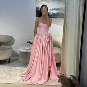 ชารอนกล่าวว่า ชุดราตรีทรงเอไลน์สีชมพู รุ่น SH552  ผ้าจับจีบประดับลูกปัด สายเดี่ยว  สำหรับงานพิธีการหรืองานเลี้ยง  ไม่มีสินค้าในสต็อก - Product Image 1