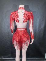 Combinaison de danse latine brodée de strass pour femmes, paillettes scintillantes, combinaison une pièce, tenue de spectacle