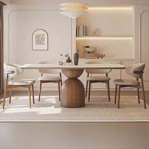 Table à manger rectangulaire de haute qualité avec plateau en marbre et structure en bois massif, écologique et durable, pour la maison, l'hôtel, la villa - Product Image 3