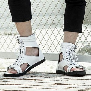<span class=keywords><strong>Sandalias</strong></span> de gladiador para hombre, <span class=keywords><strong>sandalias</strong></span> <span class=keywords><strong>romanas</strong></span> de cuero con corona alta, zapatos de punta con Clip - Product Image 4