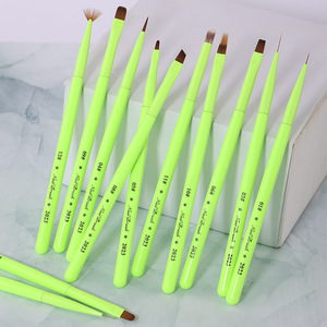 Pinceau à ongles vert fruit à tête ronde, manche en acrylique, logo personnalisé, pinceau pour peinture au gel pour nail art - Product Image 5
