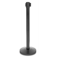 Barrière de file d'attente rétractable noire avec logo imprimé sur la sangle, 2 mètres, 3 mètres, 5 mètres