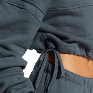 Logo personnalisé Vente en gros <span class=keywords><strong>Pull</strong></span> en molleton de coton épais <span class=keywords><strong>Pull</strong></span> pour femmes <span class=keywords><strong>Pull</strong></span> Over Jumper Half Zipper Adjustable Drawcord Hem Sweatshirts <span class=keywords><strong>Crop</strong></span> <span class=keywords><strong>Top</strong></span> - Product Image 4