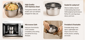 Contenedor Redondo de Acero Inoxidable 304 para Almacenamiento de Alimentos <span class=keywords><strong>con</strong></span> Tapa, 400 3500ml, Apto para <span class=keywords><strong>Horno</strong></span> de Microondas, para Cocina, Hogar, Restaurante, Venta al <span class=keywords><strong>por</strong></span> Mayor - Product Image 4