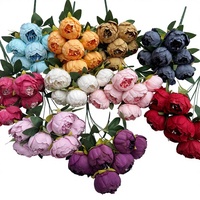 Bouquet de pivoines artificielles à 7 têtes faites à la main, fleurs de décoration florale pour la fête à la maison et Noël pour la Saint-Valentin