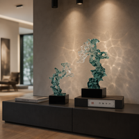 Sculpture artisanale personnalisée en résine, style Roches Savantes, en cristal transparent turquoise Gongshi, Art abstrait, sur socle en marbre, Décoration Zen pour la maison, Cadeau