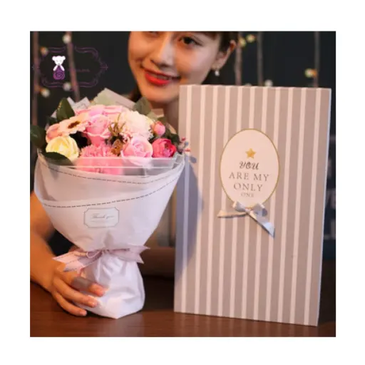 최고의 품질 저렴한 가격 다채로운 인공 크리스마스 비누 장미 꽃 꽃다발 선물 상자