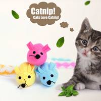 Jouet interactif pour chat avec souris colorée à longue queue et herbe à chat, pour chats d'intérieur