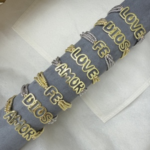 Pulsera de Cuentas de Cobre con Dijes de Letras Doradas de Moda BD-D943, Pulsera con Dijes de Palabras Love Amore Fe <span class=keywords><strong>Dios</strong></span>, Venta al por Mayor - Product Image 3