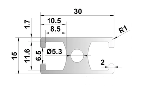 Profilé en aluminium T5 série 1530 6000 norme nationale, rail de guidage de cadre de porte en aluminium industriel noir oxydé à rainure en G - Product Image 2