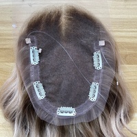 Topper de cheveux blonds invisibles en dentelle complète, cheveux humains vierges Remy avec cuticules alignées, nœuds décolorés, pour femmes