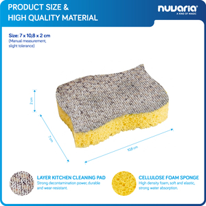 Spugna Abrasiva in Fibra di Poliestere e Cellulosa Rigenerata Spugna Multiuso Resistente per Pulizie Domestiche e in Cucina - Product Image 3