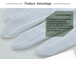 Gants de nettoyage en microfibre noir et blanc avec logo personnalisé pour le travail gants de polissage de bijoux en coton et soie de lait - Product Image 3