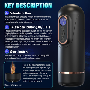 Strong Shock Deep Sucking 5-in-1 LCD Display Real Voice <b>Heating</b> Multi-Frequency <b>USB</b> Rechargeable Waterproof Male Masturbator Cup - Product Image 6