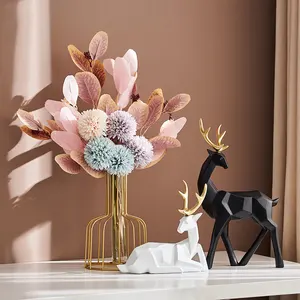 Accesorios de decoración para el hogar, resina de ciervo Blanco y Negro Nórdico, escultura de Animal, accesorios de decoración modernos para sala de estar y oficina