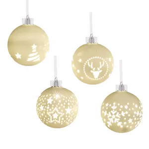 EAGLEGIFTS 4 Pcs LED Light Xmas Ornaments Set Palline Natale Christmas Tree Ornament Hanging Ceramic Ball