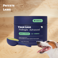 Polvo Limpiador Dental para Perros de Marca Privada, Refrescante del Aliento, Elimina la Placa, para Mascotas, Mal Aliento en Gatos y Perros