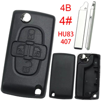 Coque de clé de remplacement à distance Citroen/Peugeot Flip HU83 lame sans pince de batterie ou Logo veuillez choisir le bouton