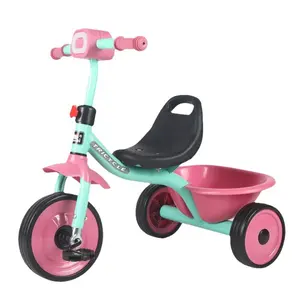 儿童三轮车婴儿自行车-防翻滚带桶男孩女孩自行车滑动玩具车